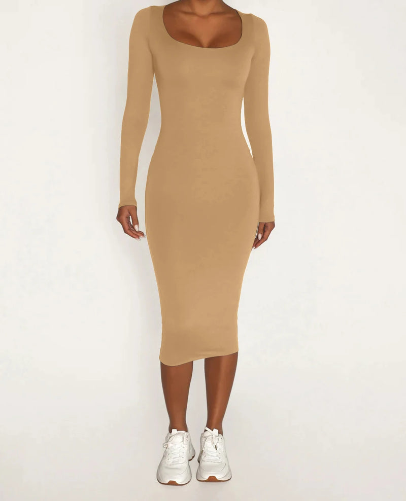 Long Sleeve Bodycon Dress Long Sleeve Bodycon Dress Marven khaki S 