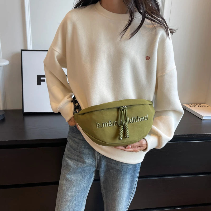 Large Capacity Women Chest Bag Korean Fashion Waist Bag Women Waist Packs Trend Half-moon Crossbody Bags Fanny Pack for Women  Marven   