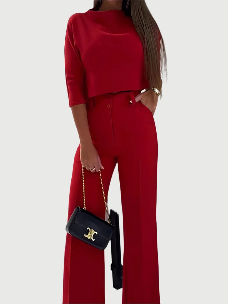 Elegant Summer 2-Piece Set for Office Wear Elegant Summer 2-Piece Set for Office Wear Marven Red S 