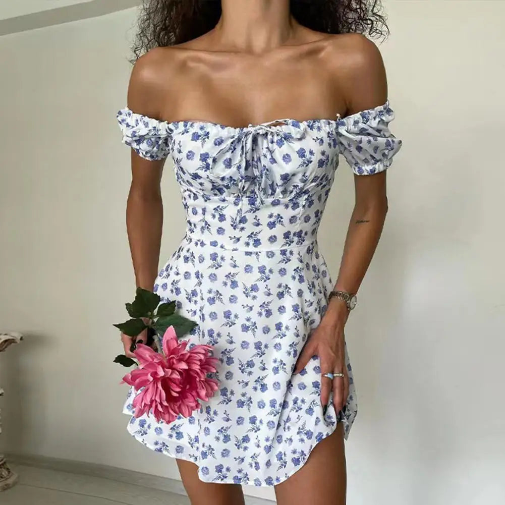 Tie Up Floral Dress for Women Off Shoulder Tie Up Floral Dress Marven   