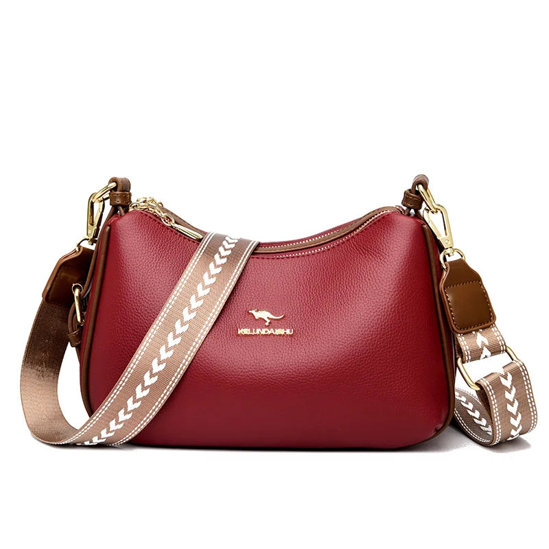 Genuine Leather Shoulder Bag  Marven Red  