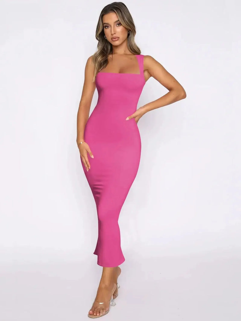 Sleeveless Slit Slim Dress Sleeveless Slit Slim Dress Marven Rose red S 