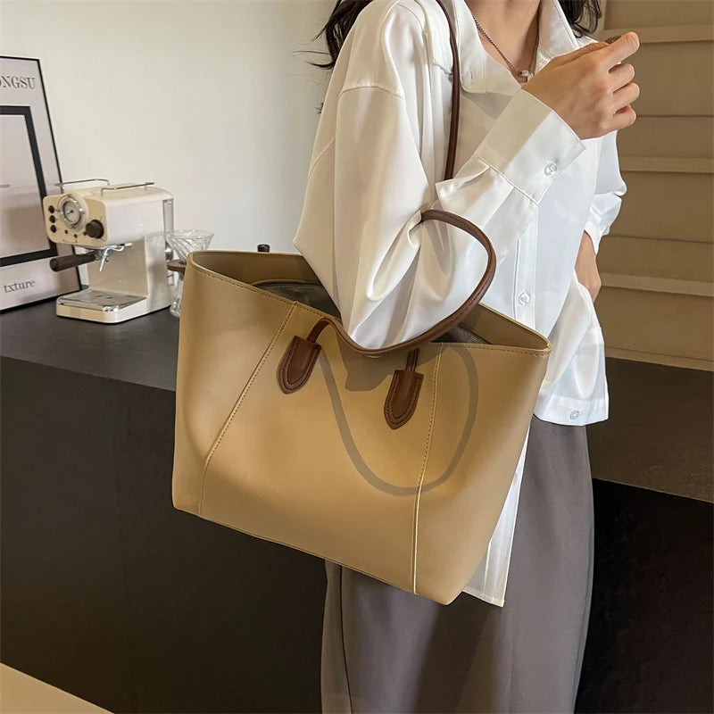 Sewing Thread Simplicity Pu Ladies Tote Bags Zipper Commuting Shoulder Bags for Women 2024 Hot Sale Casual Free Shipping  Marven   