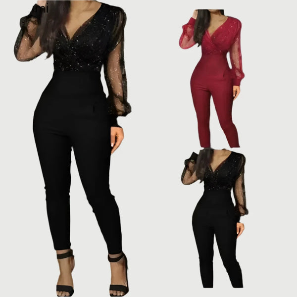 GlamShine Couture Sexy Sequin Mesh Glitter Jumpsuit - GlamShine Marven   