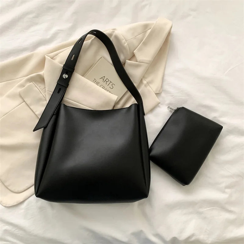 Trend Shoulder Tote Bag  Marven Style3-Black  