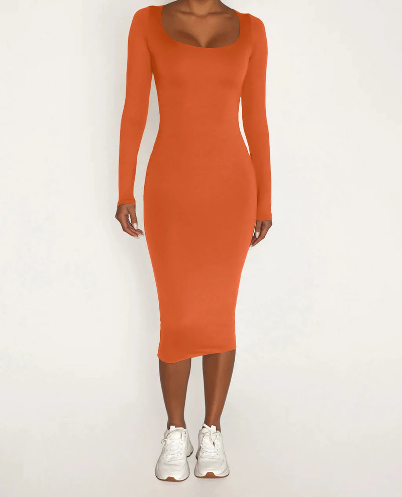 Long Sleeve Bodycon Dress Long Sleeve Bodycon Dress Marven orange S 