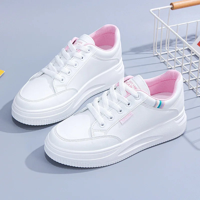 White Sneakers Lace Up  Marven white pink 35 