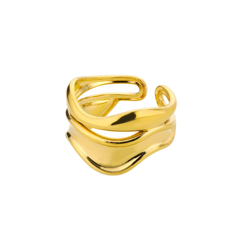 Gold Luxe Stainless Steel Couple Rings - Classic Elegance Gold Luxe Stainless Steel Couple Rings - Classic Elegance Marven JZ2238G Diameter 17mm 