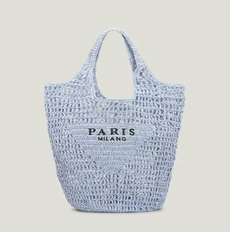 Paper Woven Tote Bag Paper Woven Tote Bag Marven blue  