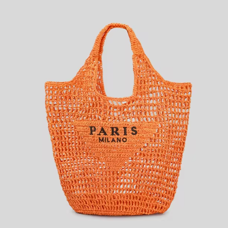 Paper Woven Tote Bag Paper Woven Tote Bag Marven Orange  