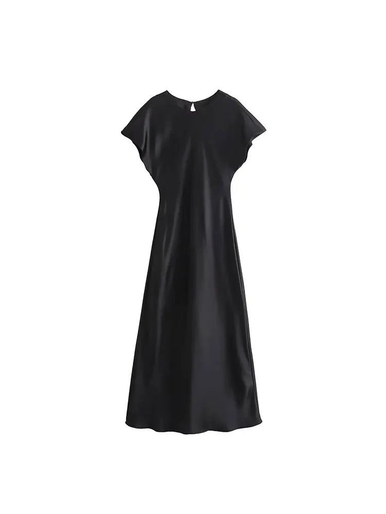 Midi Satin Dress Midi Satin Dress Marven Black XS 