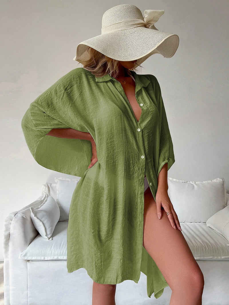 Silk Swimsuit Cover Up  Marven DN0911green One Size 