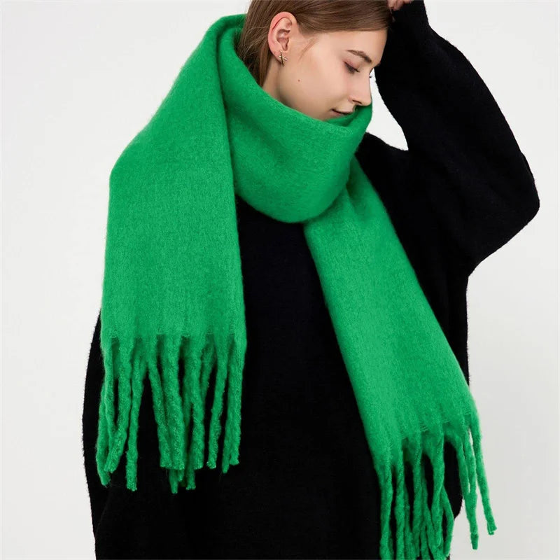 Luxury Cashmere Bright Solid Scarf  Marven green  