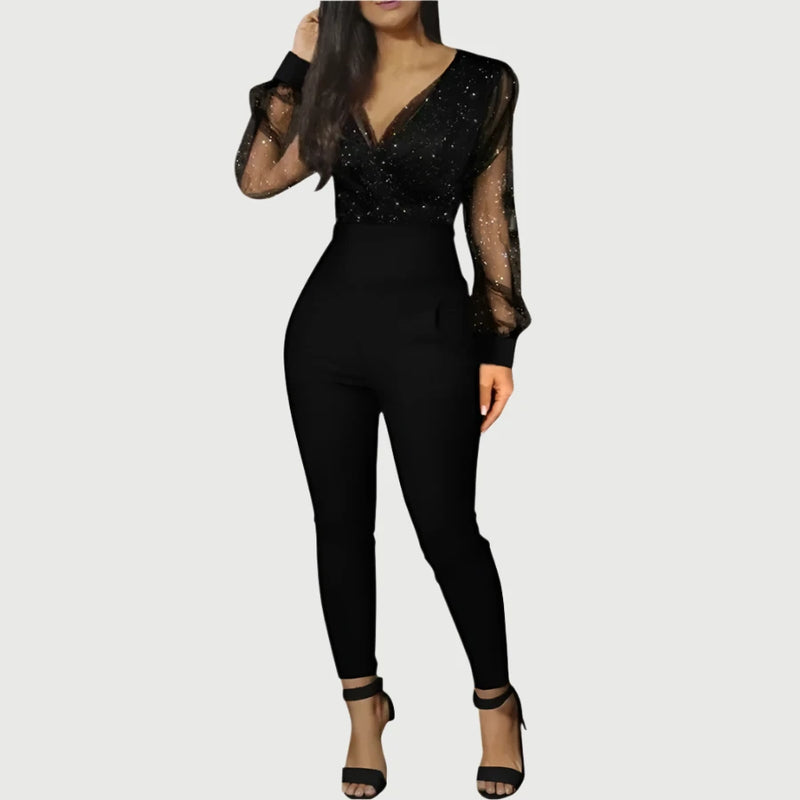 GlamShine Couture Sexy Sequin Mesh Glitter Jumpsuit - GlamShine Marven   