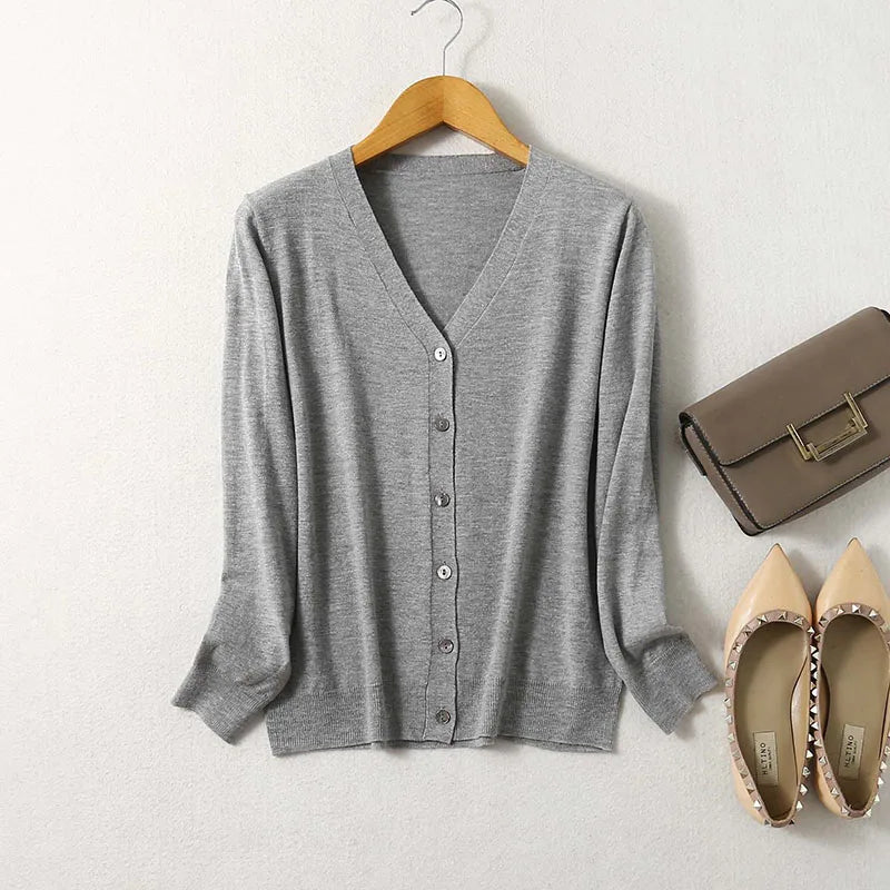 Cashmere Blend V-Neck Cardigan Cashmere Blend V-Neck Cardigan Marven Gray L 