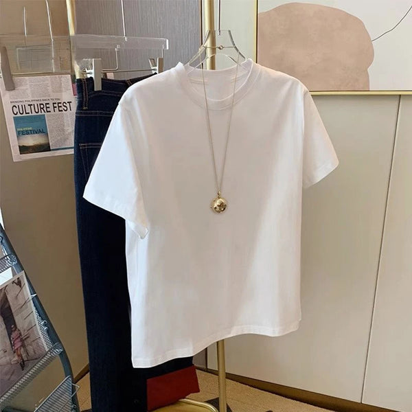 Heavyweight White Cotton T-Shirt - Round Neck for All Heavyweight White Cotton T-Shirt - Round Neck for All Marven white S (35-42)kg 