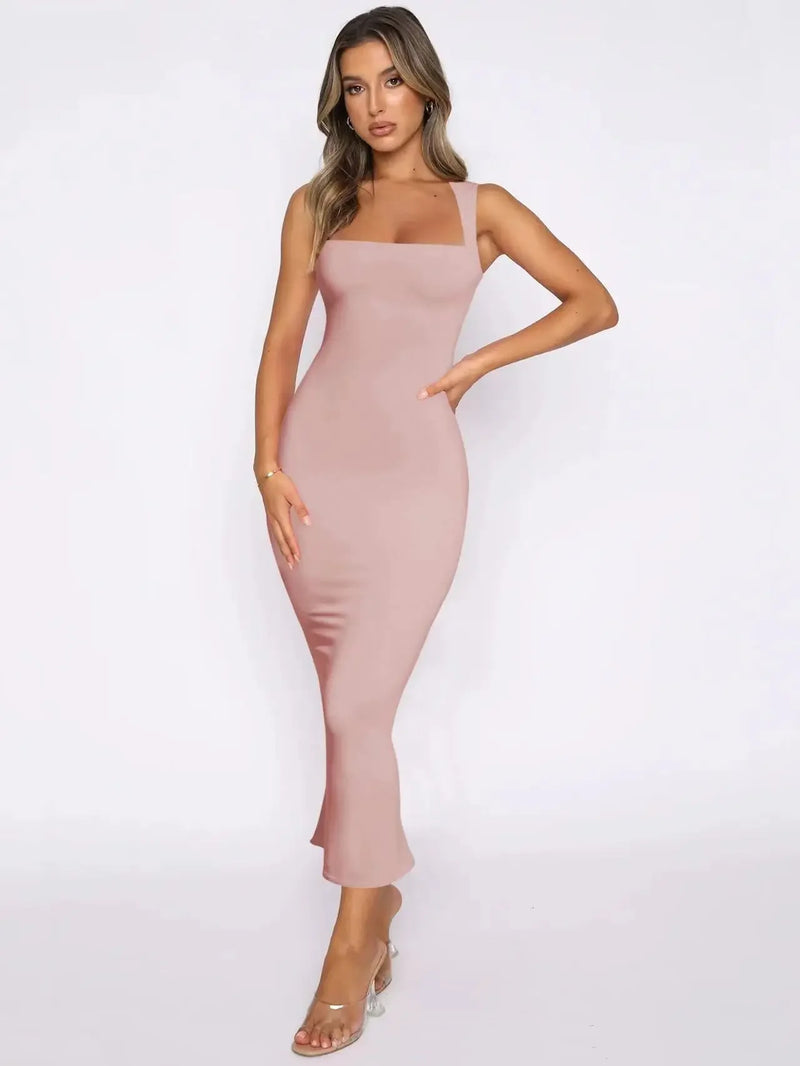 Sleeveless Slit Slim Dress Sleeveless Slit Slim Dress Marven Pink S 