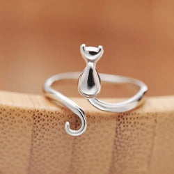 Elegant Sterling Silver Cat Ring - Luxury Engagement Jewelry Elegant Sterling Silver Cat Ring - Luxury Engagement Jewelry" Marven Default Title  