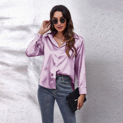 Elegant Satin Long Sleeve Blouse Elegant Satin Long Sleeve Blouse Marven violet L 