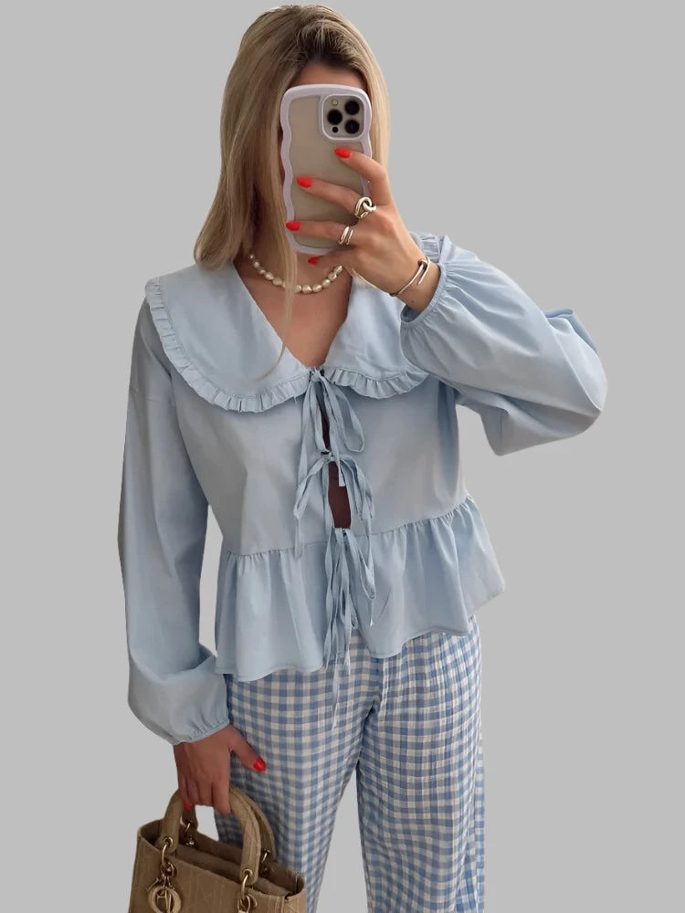 Womens Vintage Ruffle Shirt  Marven   