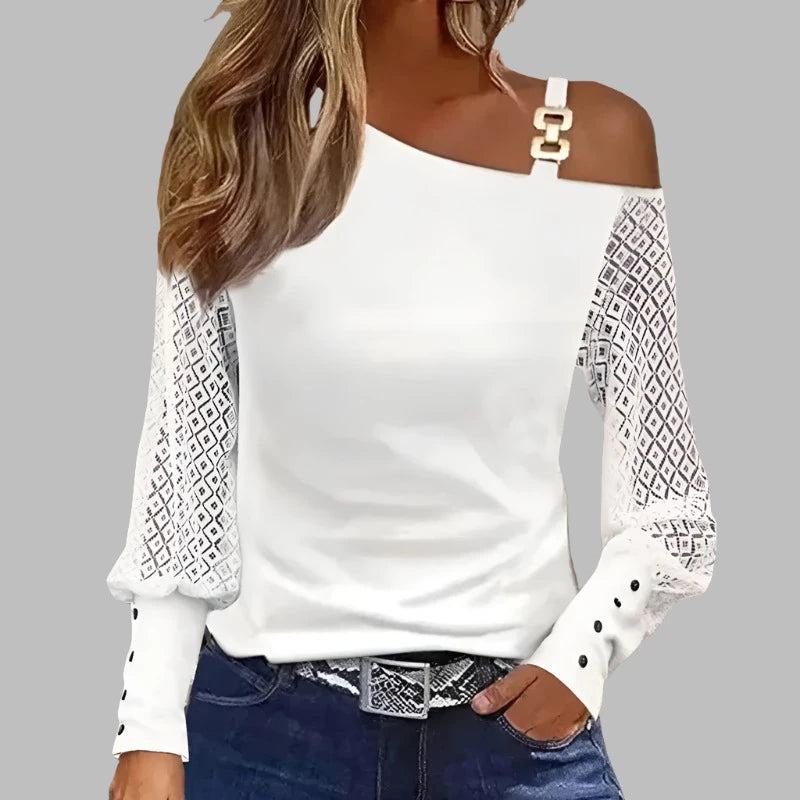 One Shoulder Blouse Long Sleeve  Marven WHITE XXXL 