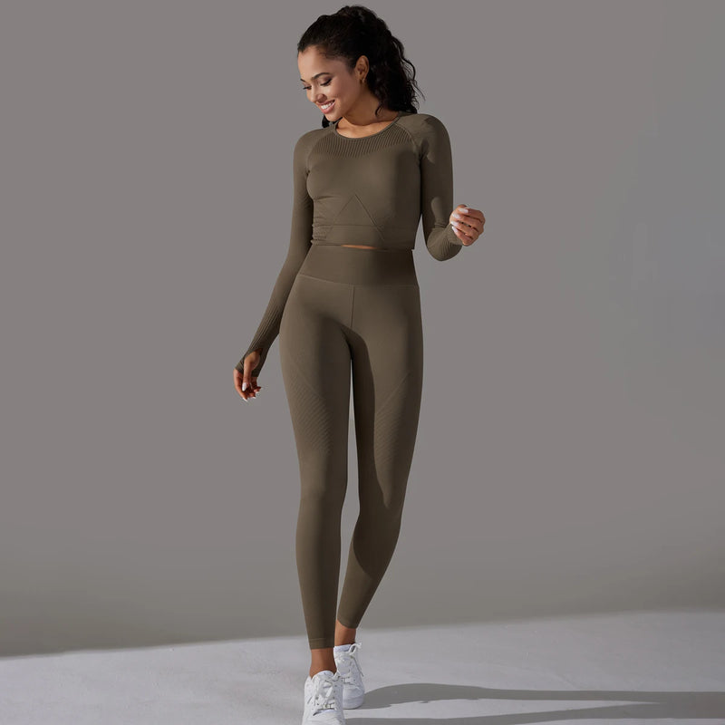 2 Piece Set Fitness Leggings Long Sleeve Shirts 2 Piece Set Fitness Leggings Long Sleeve Shirts Marven Deep Coffee L 