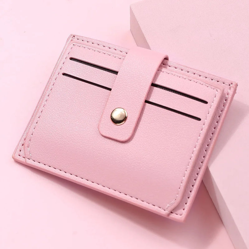 Women Fashion Small Wallet Purse Solid Color PU Leather Mini Coin Purse Wallet Credit Card Holder Bags Zipper Coin Purse  Marven F-pink  