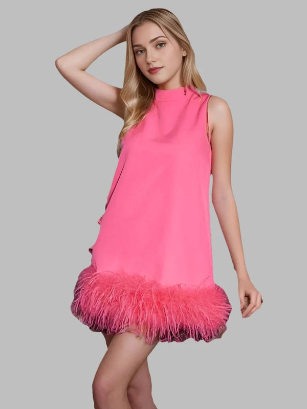 Feather Party Dress Feather Party Dress Marven Pink S 