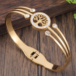 Tree Of Life Cuff Bracelet  Marven SLB0210GOWH CHINA 53-59mm