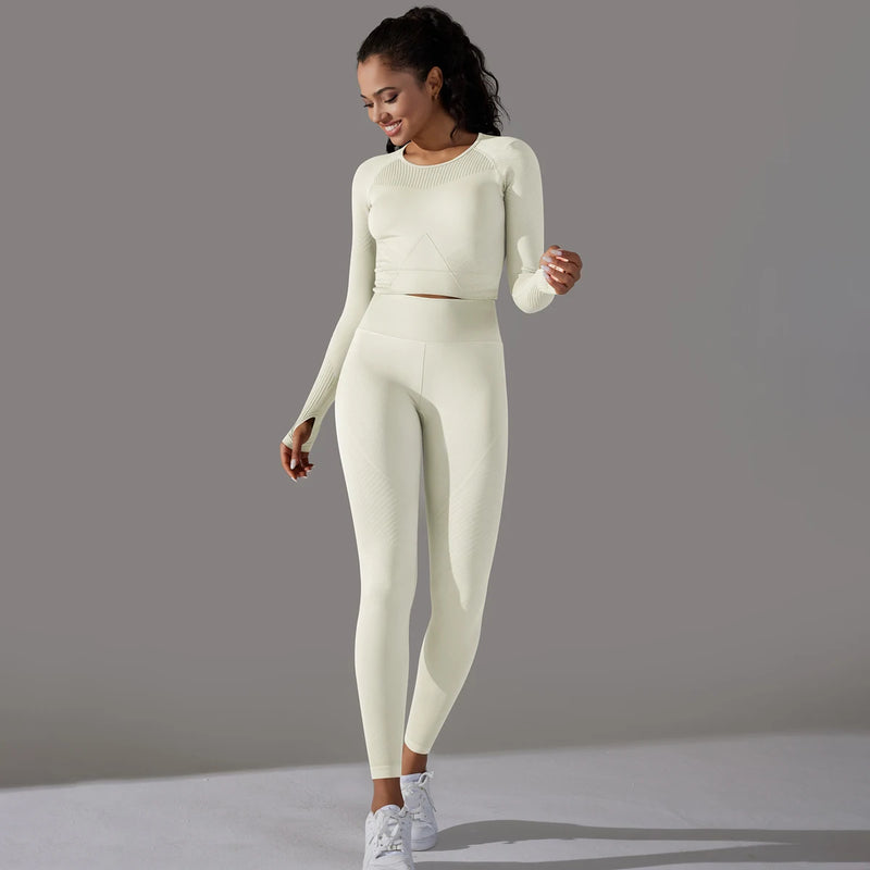 2 Piece Set Fitness Leggings Long Sleeve Shirts 2 Piece Set Fitness Leggings Long Sleeve Shirts Marven Ivory M 