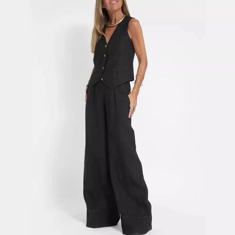 Sleeveless Vest & Wide Leg Pants Set Sleeveless Vest & Wide Leg Pants Set Marven   