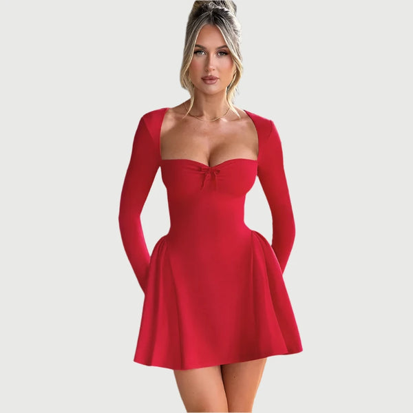 Sweetheart Neckline A-Line Mini Dress | Elegant Red Christmas Party Dress Sweetheart Neckline Red Mini Dress - Elegant Party Style Marven   