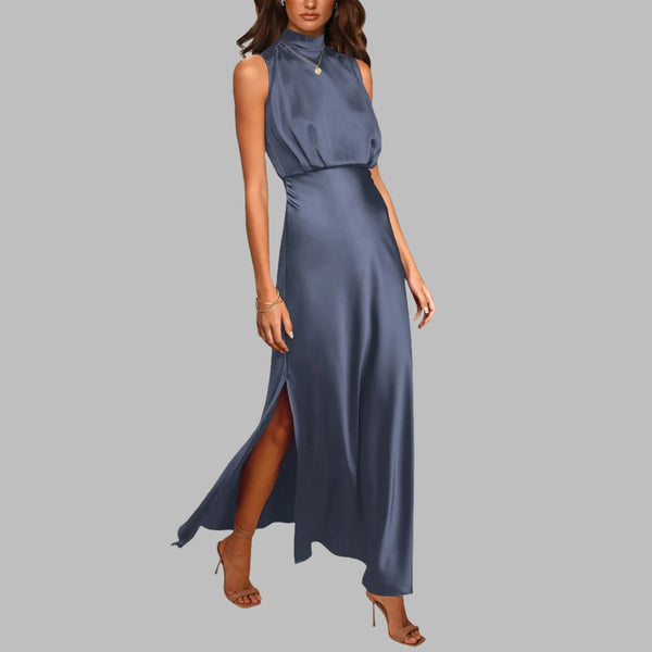 Mock Neck Maxi  Dress Mock Neck Maxi Dress Marven Navy S 