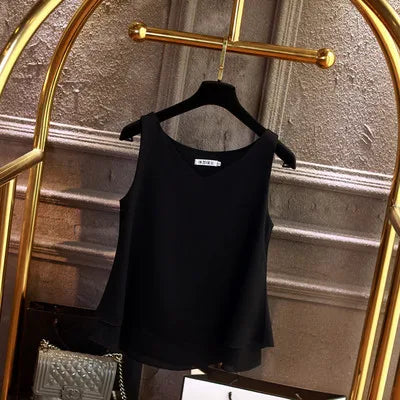 Sleeveless Chiffon Blouse Sleeveless Chiffon Blouse Marven Black M 