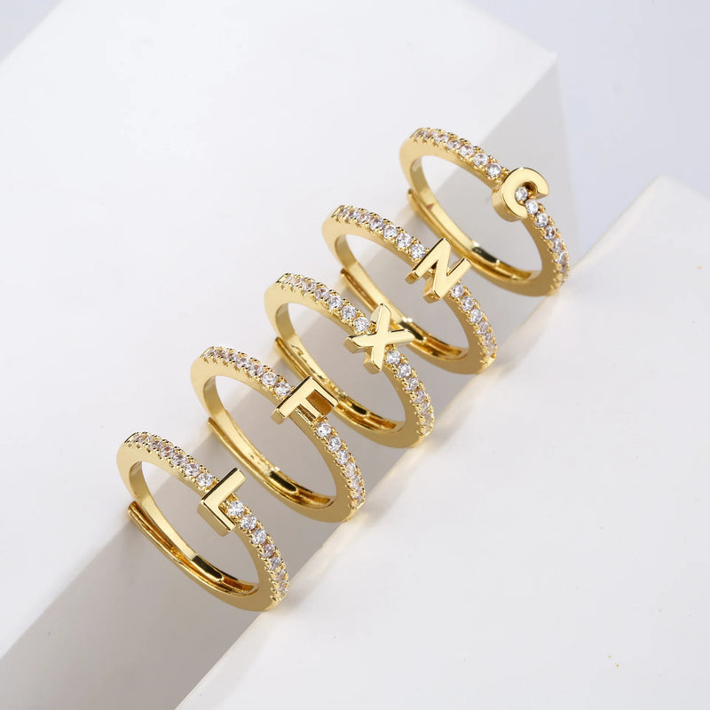 Classic Initials Letter Ring for Women Classic Initials Letter Ring for Women Marven Gold U resizable