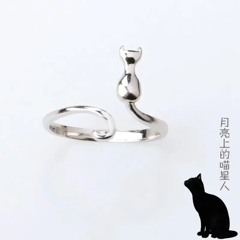 Elegant Sterling Silver Cat Ring - Luxury Engagement Jewelry Elegant Sterling Silver Cat Ring - Luxury Engagement Jewelry" Marven   