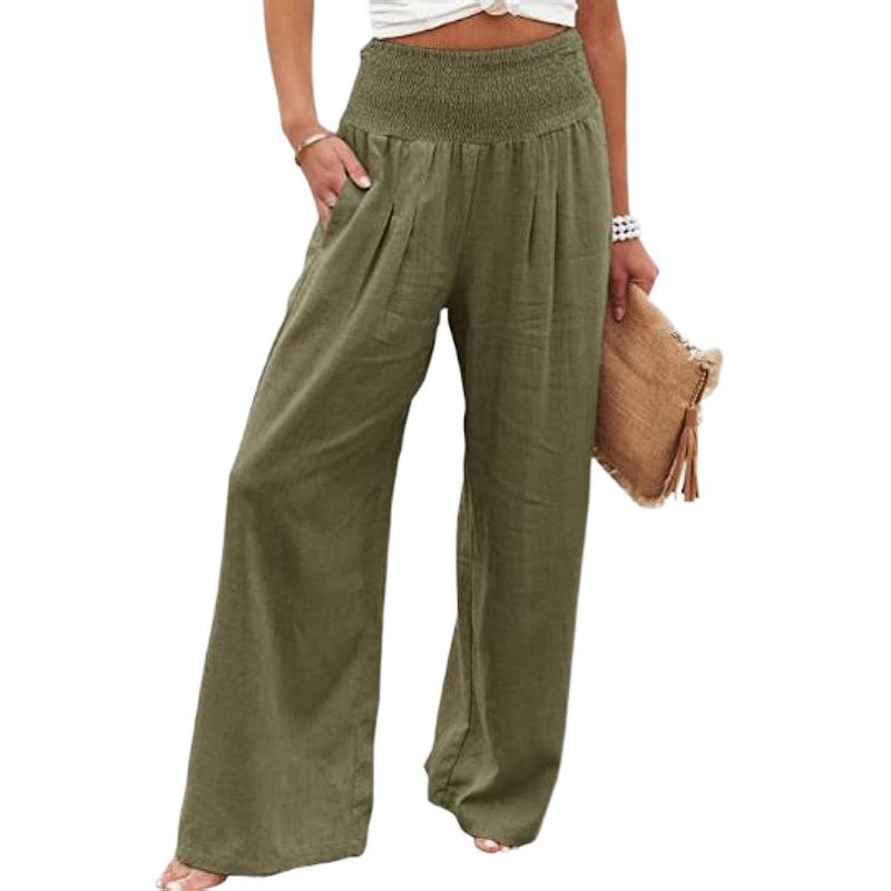 High Waist Casual Trousers High Waist casual pants Marven Army Green 2XL 